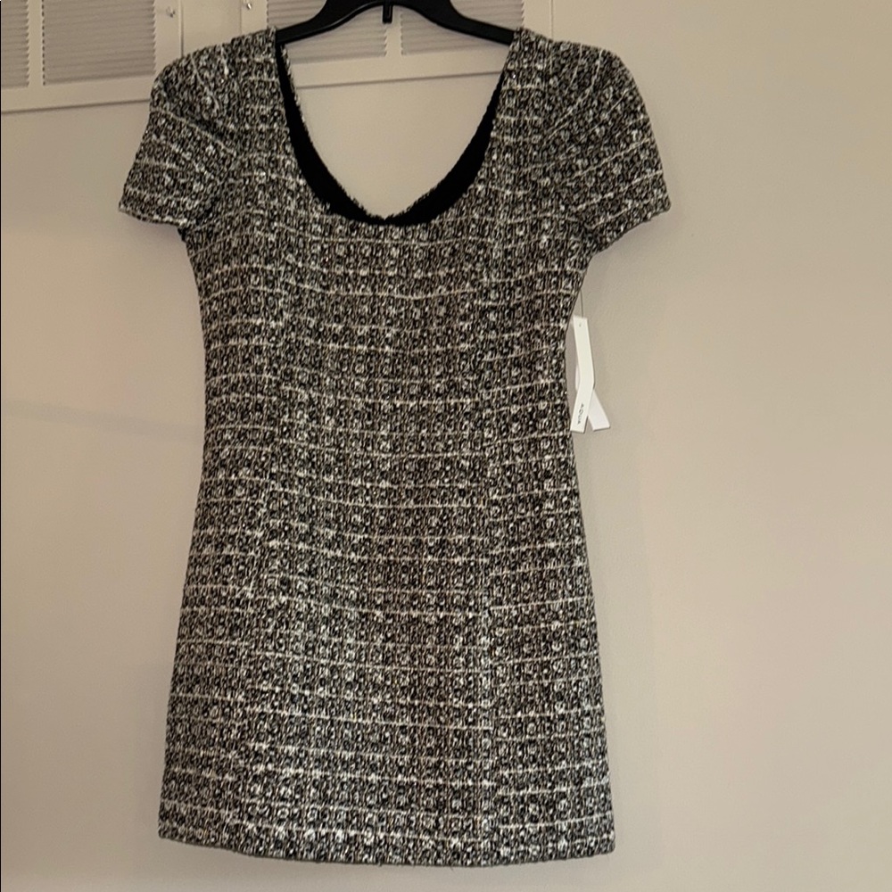 Aqua Black and White Tweed Mini Dress